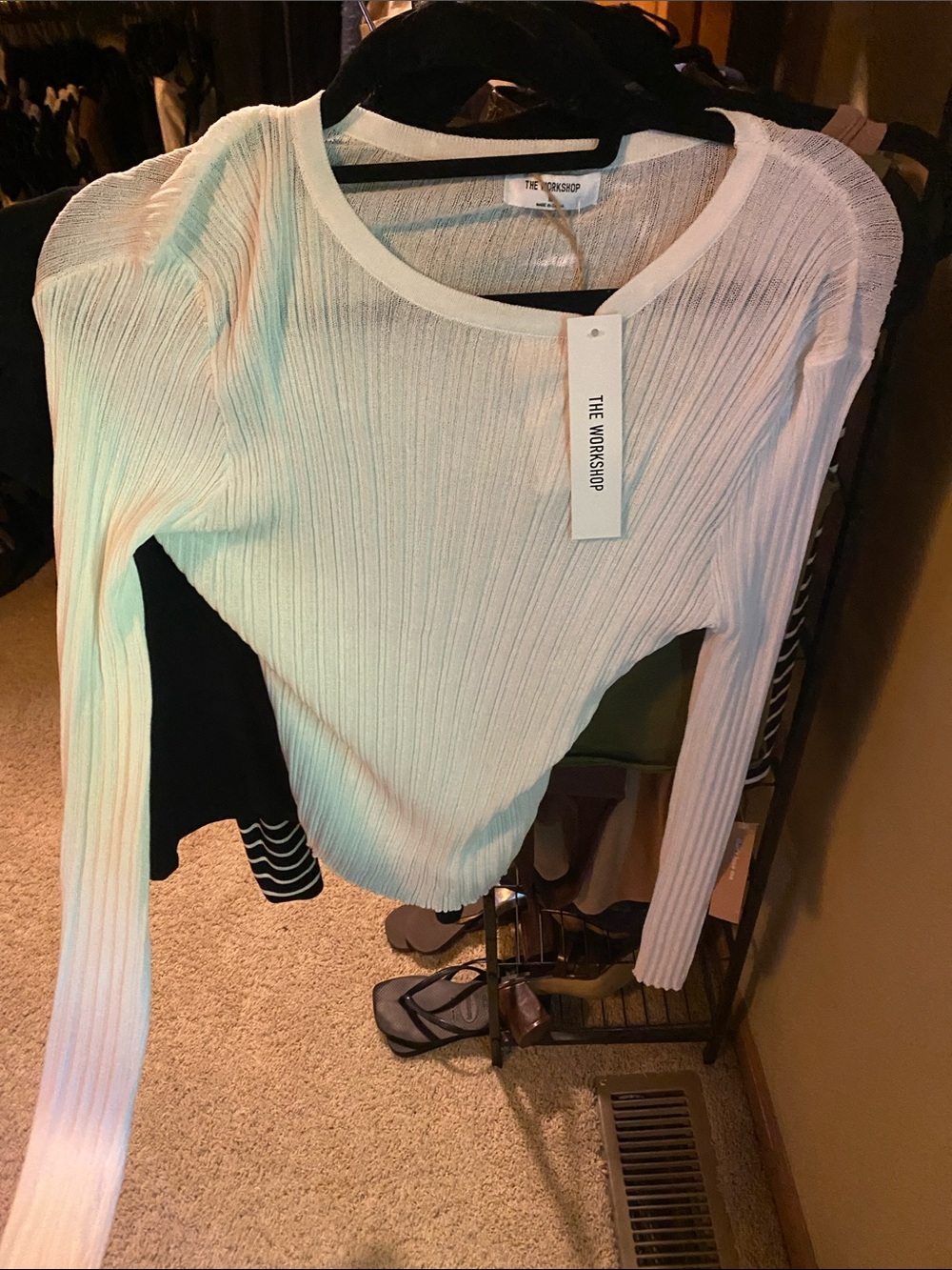 Workshop Republic Clothing Women's Long Sleeve Ribbed Tee - White